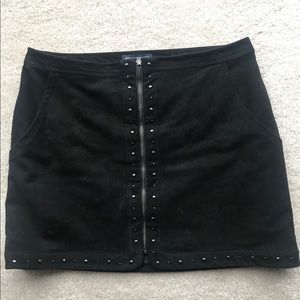 Black Front Zip Mini Skirt